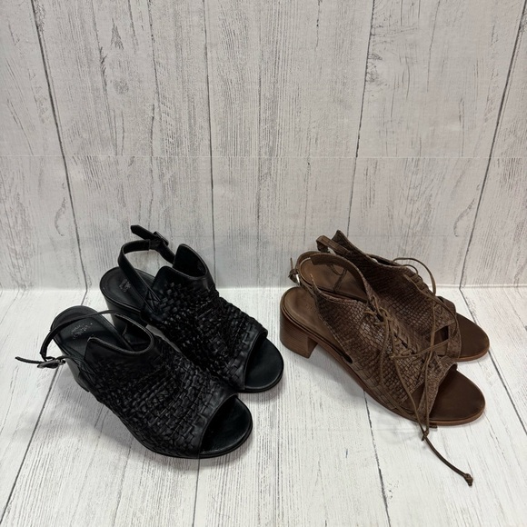 Bernardo Brown Snakeskin Lace-Up & black Sonoma Sandals, Size 8M - Picture 1 of 9